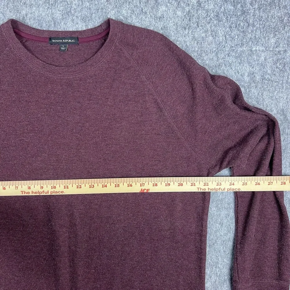 Banana Republic Men's Sweater Crew Neck 100% Cotton Long Sleeve Maroon Size L
